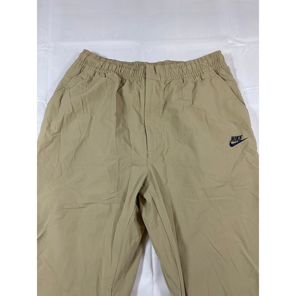 Nike Mens XL Woven Sportswear Pants Tan Khaki Elastic Waist Zip Pocket Futura - Picture 7 of 13